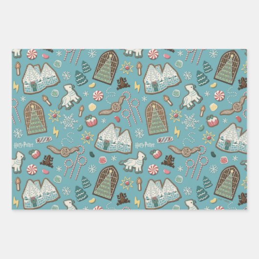 HARRY POTTER™ HOGWARTS™ Christmas Cookie Pattern Inpakpapier Vel (Voorkant)