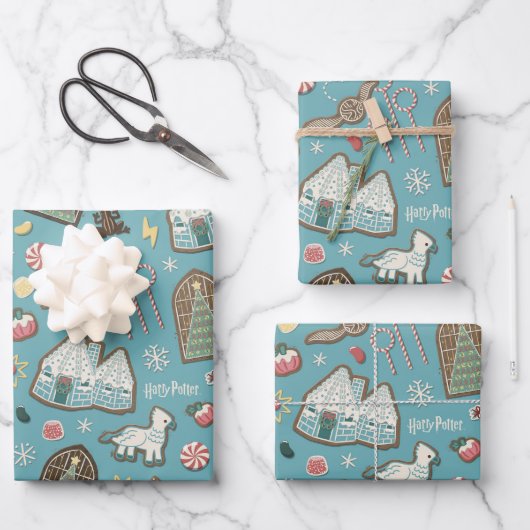 HARRY POTTER™ HOGWARTS™ Christmas Cookie Pattern Inpakpapier Vel (Voorkant)