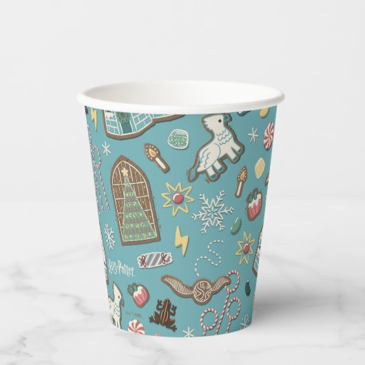 HARRY POTTER™ HOGWARTS™ Christmas Cookie Pattern Papieren Bekers (Voorkant)