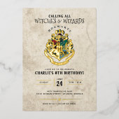 Harry Potter Hogwarts Crest Birthday Folie Uitnodiging (Voorkant)