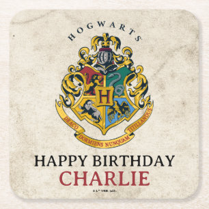 Harry Potter Hogwarts Crest Birthday Vierkante Kartonnen Onderzetter