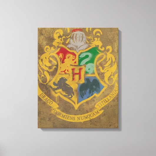 Harry Potter | Hogwarts Crest - zwart en wit Canvas Afdruk (Voorkant)