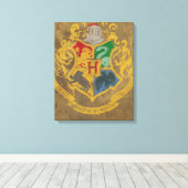 Harry Potter | Hogwarts Crest - zwart en wit Canvas Afdruk (Insitu (Houten vloer))