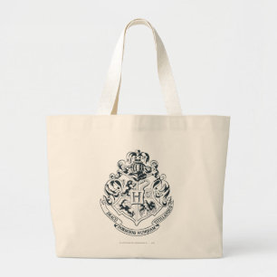 Harry Potter   Hogwarts Crest - zwart en wit Grote Tote Bag