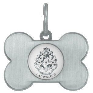 Harry Potter Hogwarts Crest - zwart en wit Huisdieren Naamplaatje