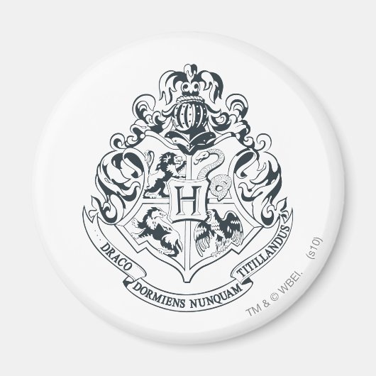 Harry Potter | Hogwarts Crest - zwart en wit Magneet (Voorkant)