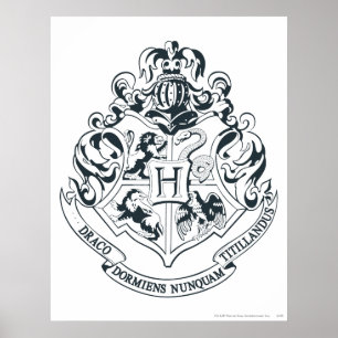 Harry Potter Hogwarts Crest - zwart en wit Poster