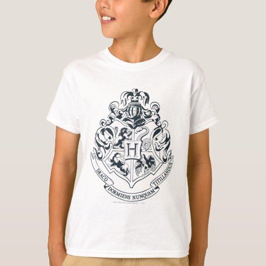 Harry Potter | Hogwarts Crest - zwart en wit T-shirt (Voorkant)