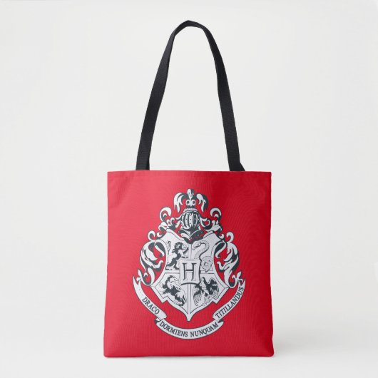 Harry Potter| Hogwarts Crest - Zwart en wit Tote Bag (Voorkant)
