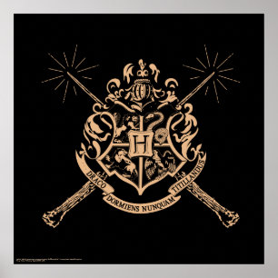 Harry Potter Hogwarts Crossed Wands Crest Poster