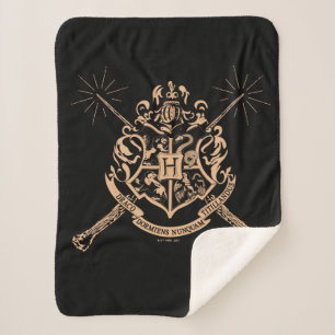 Harry Potter Hogwarts Crossed Wands Crest Sherpa Deken