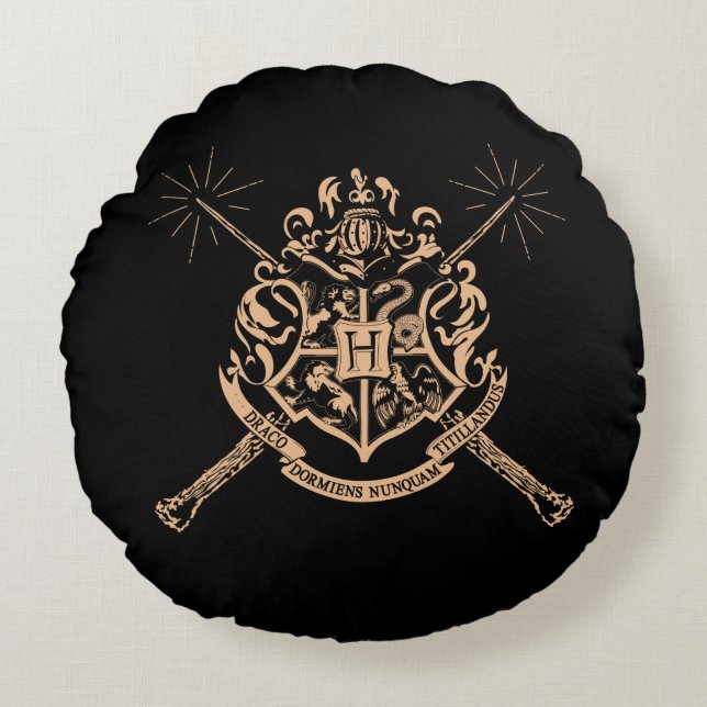 Harry Potter | Hogwarts Gekruist CREST van Rond Kussen (Voorkant)
