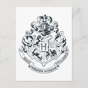 Harry Potter   Hogwarts Wapen - Zwart en Wit Briefkaart