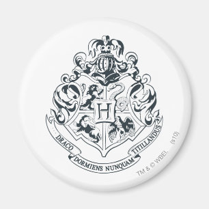 Harry Potter Hogwarts Wapen - Zwart en Wit Magneet