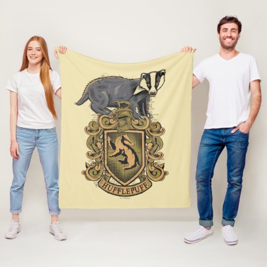 Harry Potter | Hufflepuff Crest met Badger Fleece Deken (In situ)