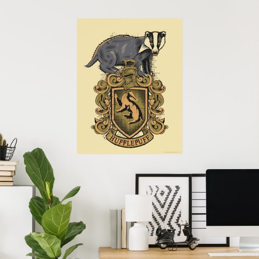 Harry Potter | Hufflepuff Crest met Badger Poster (Thuiskantoor)