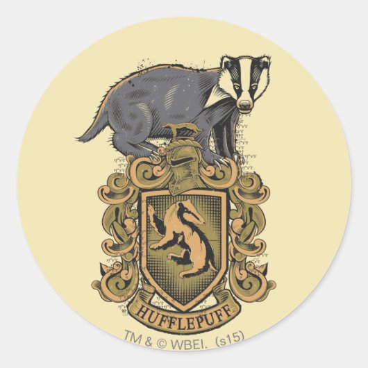 Harry Potter | Hufflepuff Crest met Badger Ronde Sticker (Voorkant)