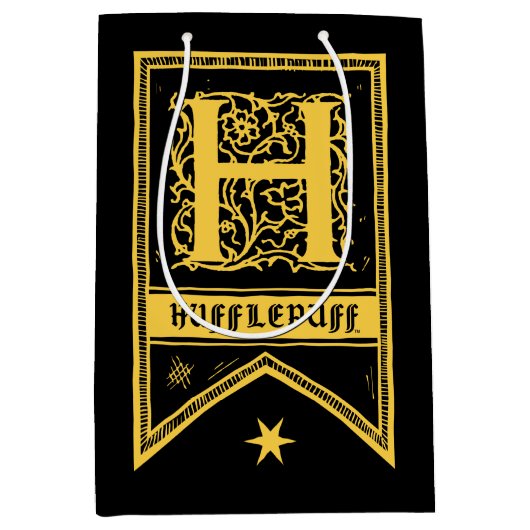 Harry Potter | Hufflepuff Monogram Banner Medium Cadeauzakje (Voorkant)