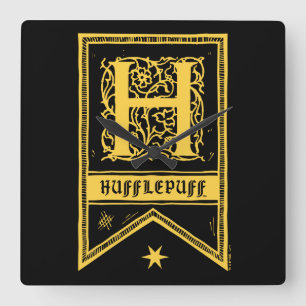 Harry Potter   Hufflepuff Monogram Banner Vierkante Klok