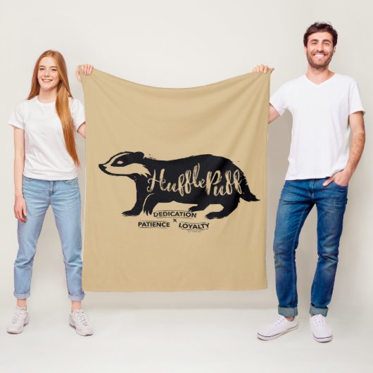 Harry Potter | HUFFLEPUFF™ Silhouette Typografie Fleece Deken (In situ)