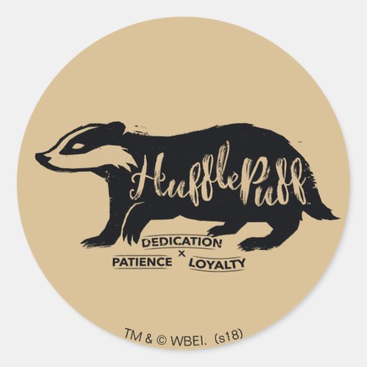 Harry Potter| HUFFLEPUFF™ Silhouette Typografie Ronde Sticker (Voorkant)