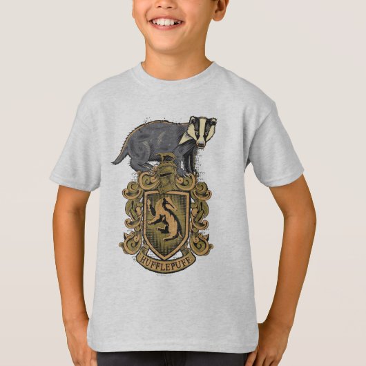 Harry Potter | Hufflepuff Wapen met Das T-shirt (Voorkant)