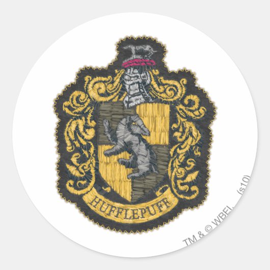Harry Potter | Hufflepuff Wapenschild Patch Ronde Sticker (Voorkant)