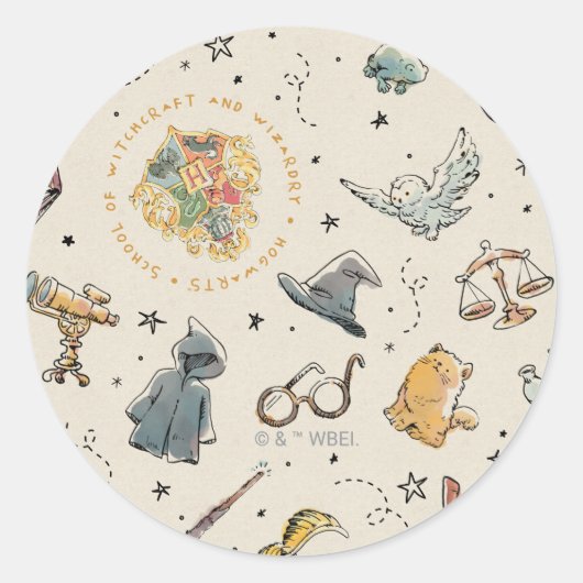 Harry Potter Iconen Patroon - Verjaardag Ronde Sticker (Voorkant)