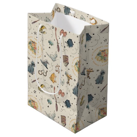 Harry Potter Icons Pattern - Baby shower Medium Cadeauzakje (Voorkant Gekanteld)