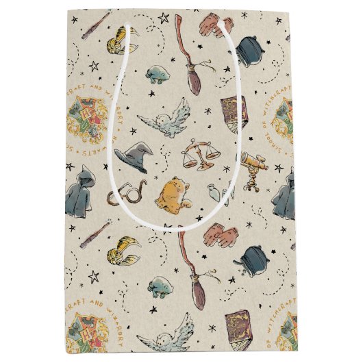 Harry Potter Icons Pattern - Birthday Medium Cadeauzakje (Voorkant)