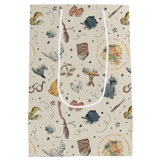 Harry Potter Icons Pattern - Birthday Medium Cadeauzakje (Achterkant)