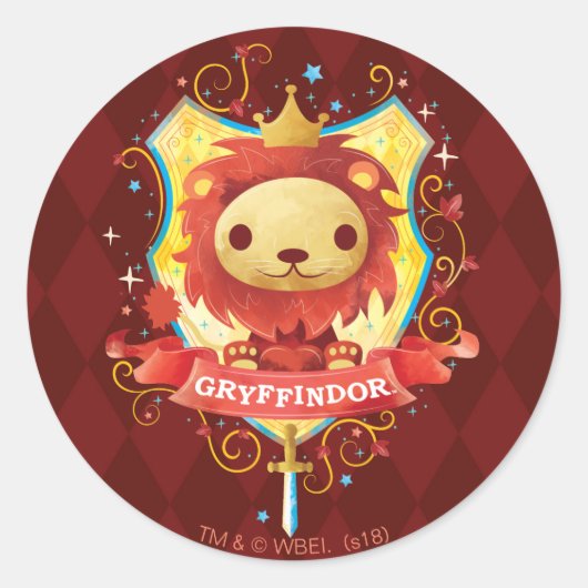 Harry Potter | Oplopende GRYFFINDOR™ Crest Ronde Sticker (Voorkant)