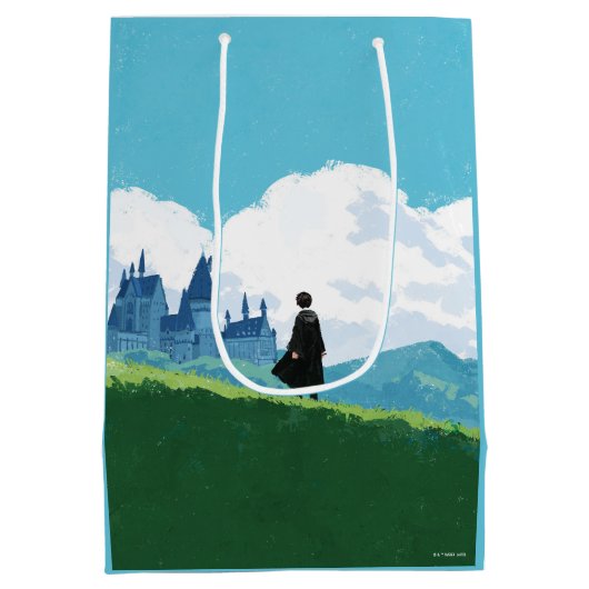 HARRY POTTER™ over het HOGWARTS™ Castle Medium Cadeauzakje (Achterkant)