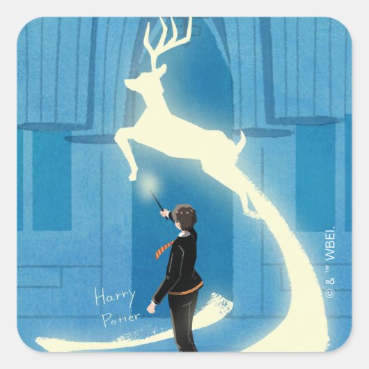 HARRY POTTER™ Patronus Schildering Vierkante Sticker (Voorkant)