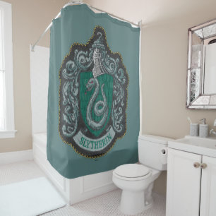 Harry Potter   Retro Mighty Slytherin Crest Douchegordijn