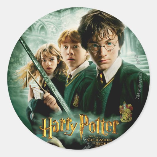 Harry Potter Ron Hermione Dobby Group Shot Ronde Sticker (Voorkant)