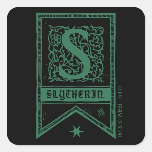 Harry Potter | Slytherin Monogram Banner Vierkante Sticker (Voorkant)
