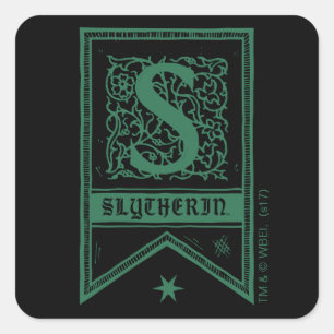 Harry Potter Slytherin Monogram Vlag Vierkante Sticker