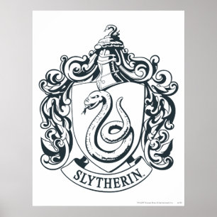 Harry Potter   Slytherin Wapen - Zwart en Wit Poster