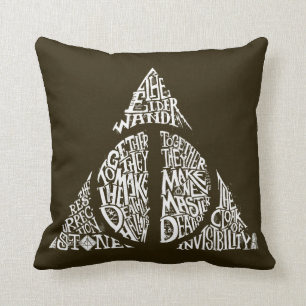 Harry Potter Spell   DEATHLY HALLOWS Typography Gr Kussen