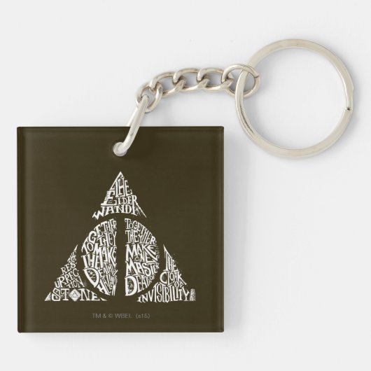 Harry Potter Spell | DEATHLY HALLOWS Typography Gr Sleutelhanger (Achterkant)