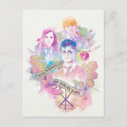 Harry Potter Spell | Harry, Hermione en Ron Waterc Briefkaart (Voorkant)