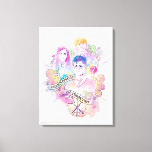 Harry Potter Spell | Harry, Hermione en Ron Waterc Canvas Afdruk (Voorkant)