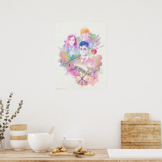 Harry Potter Spell | Harry, Hermione en Ron Waterc Poster (Keuken)