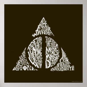 Harry Potter Spreuk DEATHLY HALLOWS Typografie G Poster