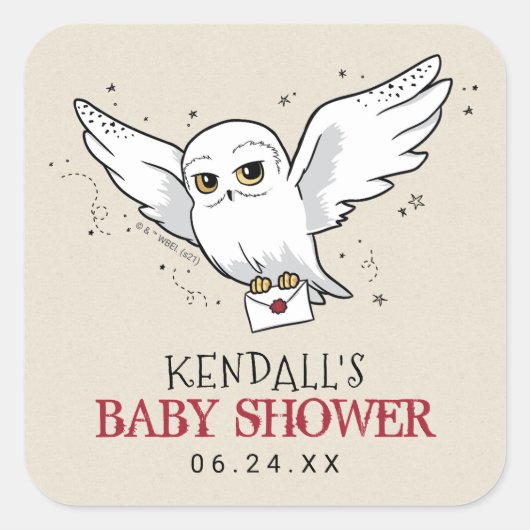 Harry Potter | Sticker Carré Baby shower Hedwig (Devant)