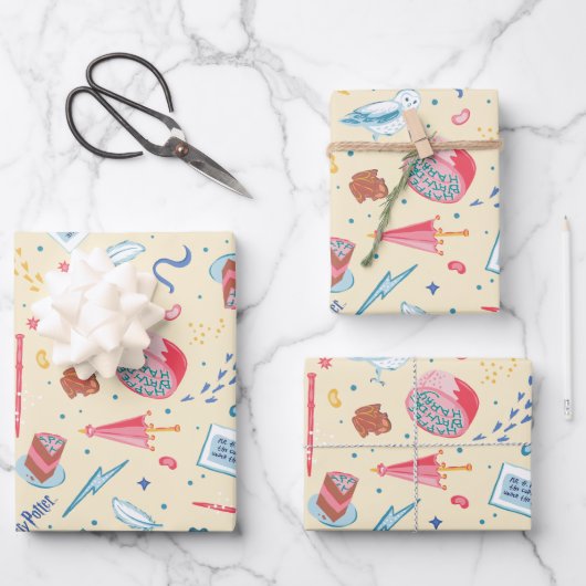 HARRY POTTER™ Verjaardagsfeestpatroon Inpakpapier Vel (Voorkant)