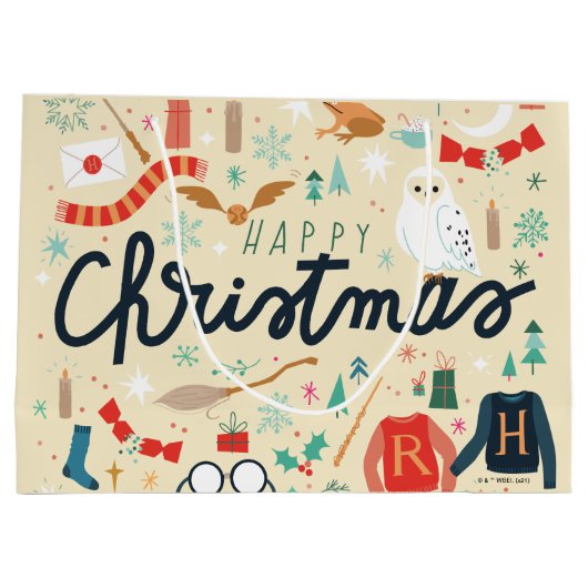 Harry Potter | Vrolijk kerstfeest met feestelijke  Groot Cadeauzakje (Achterkant)