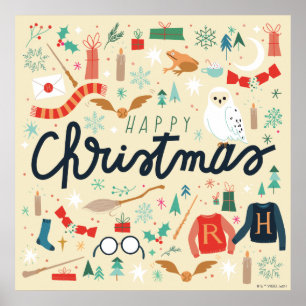 Harry Potter   Vrolijk kerstfeest met feestelijke  Poster