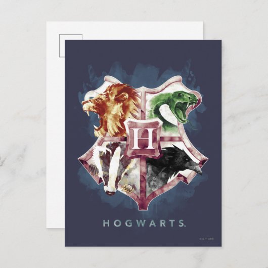 Harry Potter| Waterverf HOGWARTS™ Crest Briefkaart (Voorkant / Achterkant)